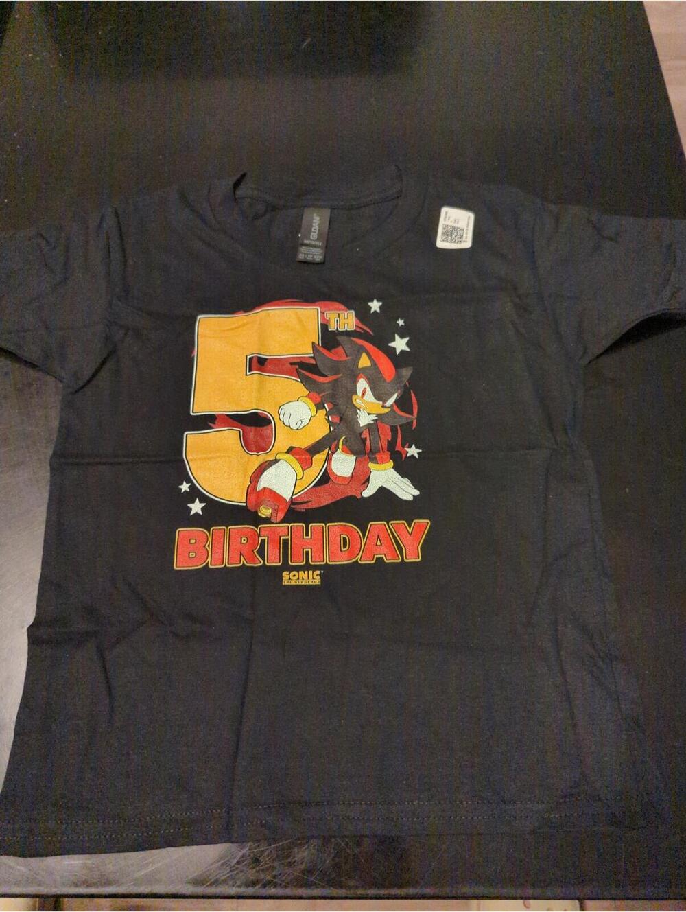 Gildan Softstyle Sonic 5th Birthday Black T-Shirt Kids XS